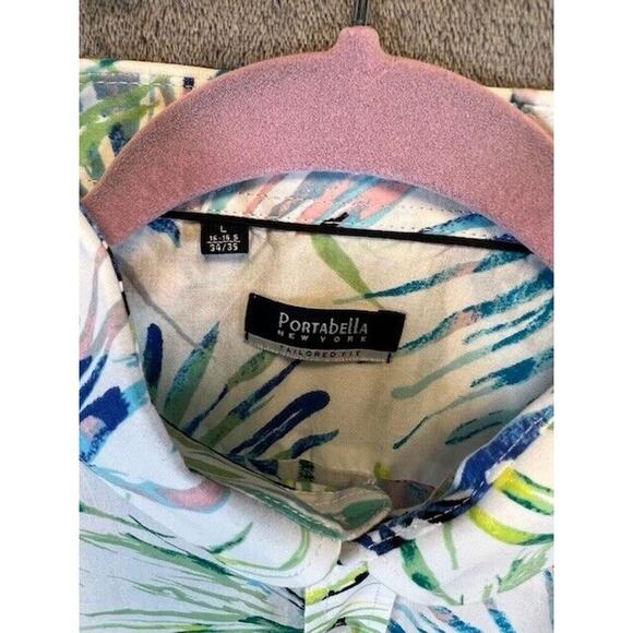 Portbella tailored fit multicolor button up short sleeve men's size L - Picture 2 of 6